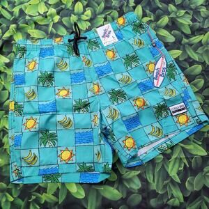 NWT Beach Bros Aqua Bongo Tree 4-Way Stretch Volley Swim Trunk size Large